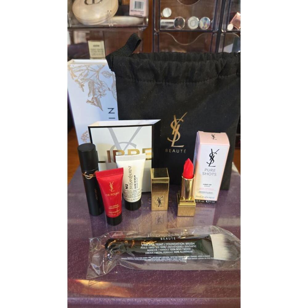 “YSL Beauty Premium Kit – Serum + Lipstick + Mini Skincare + Brush & Bonus”